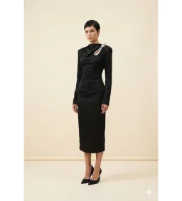 Rachel Gilbert Henrietta Embellished Midi Dress in Black Size AU12 for rent on The Volte - image 1