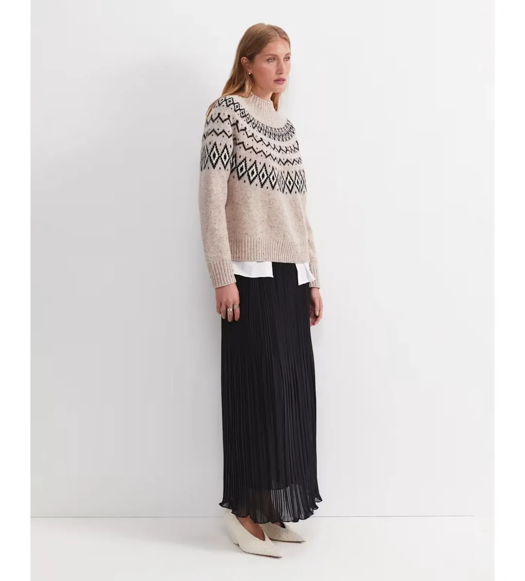 Sportscraft Sunflower Fair Isle Wool Sweater Oatmeal One Size for rent on The Volte - main image