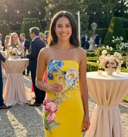 Leo Lin Rayna Applique Floral Bustier Maxi Dress Mustard Size AU 10 for rent on The Volte - image 1
