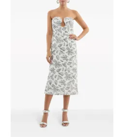 Rebecca Vallance Suki Strapless Bead & Sequin Midi Dress White Size AU 16 for rent on The Volte - image 1