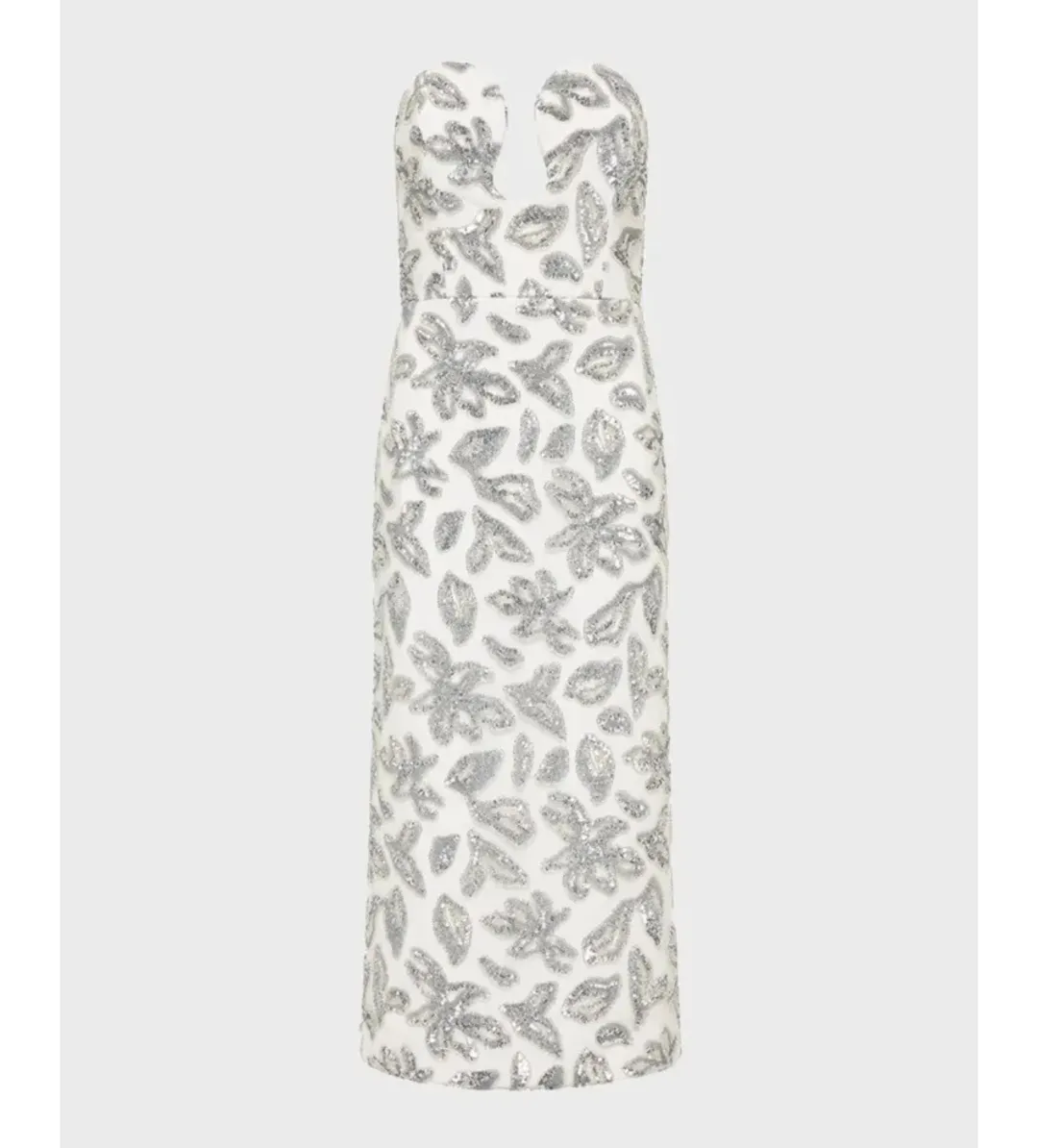 Rebecca Vallance Suki Strapless Bead & Sequin Midi Dress White Size AU 16 for rent on The Volte - main image
