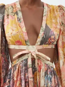 Zimmermann Pattie Patchwork Long Dress Midi Floral Size AU 12 for rent on The Volte - image 3