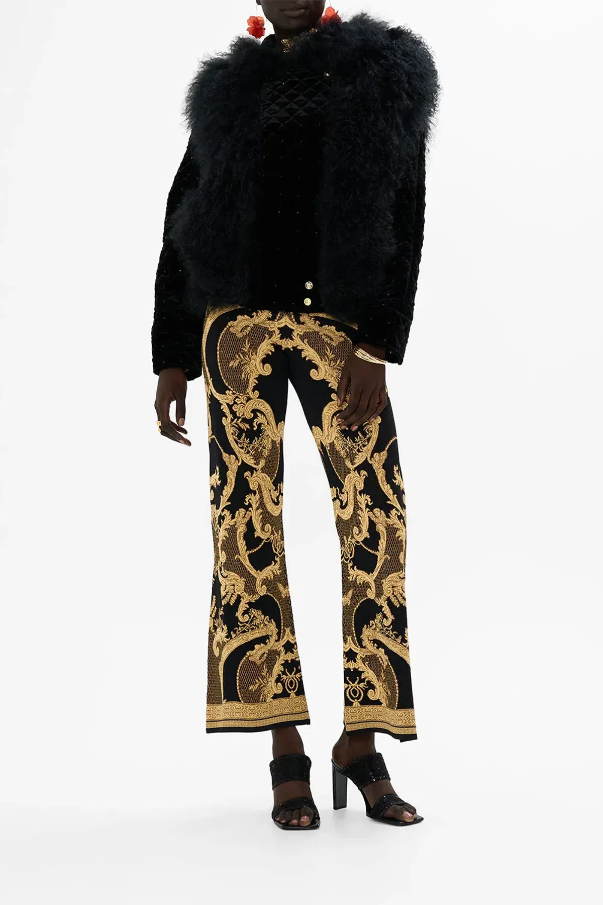 Camilla Magic In The Manuscripts Velvet Jacket with Fur Panels Black Size S/ Size AU 10 - Image 1