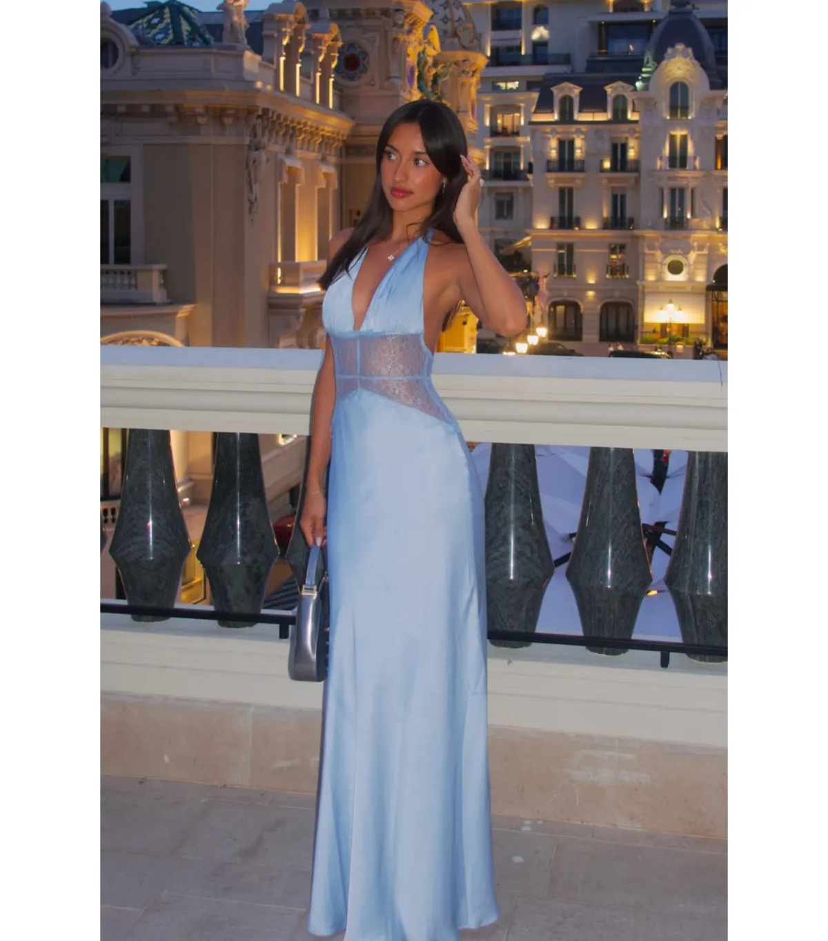 Meshki Dinah Lace and Satin Maxi Dress Cornflower Blue Size S / AU 8 - Image 4