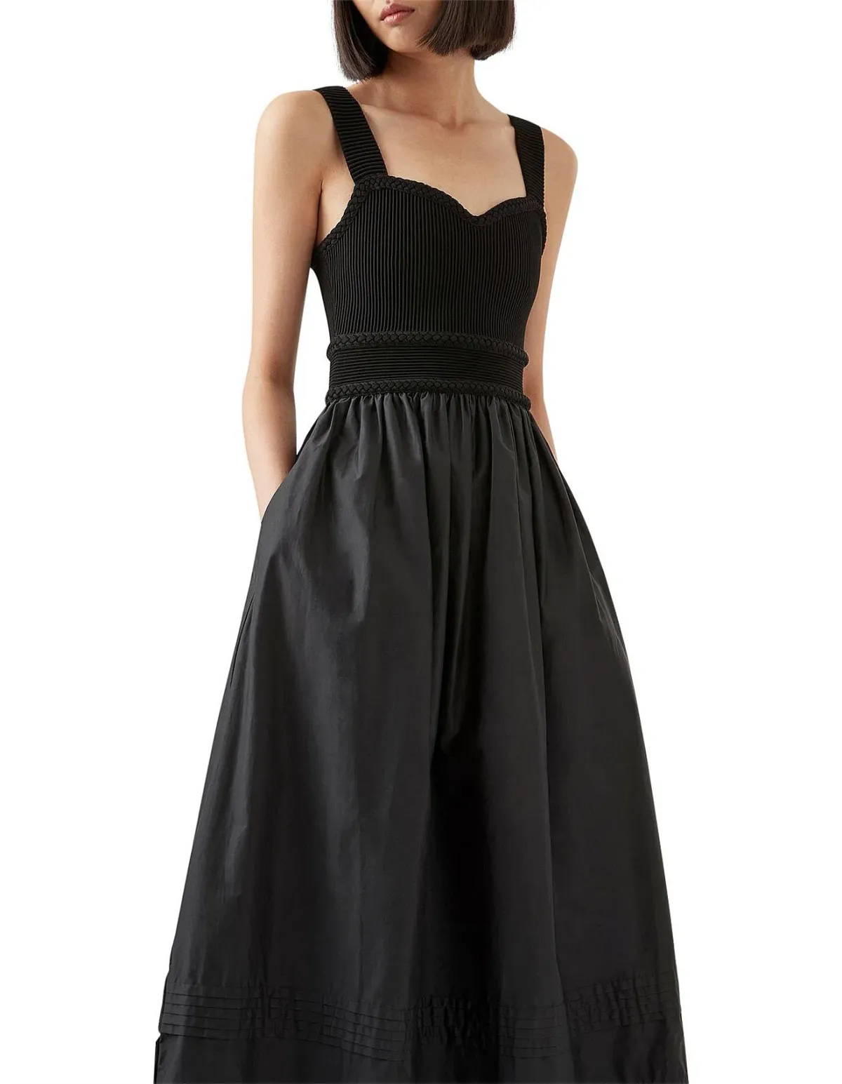 Aje Romarin Black Midi Knit Bodice Dress Size AU 4 - Image 4