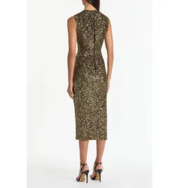 Carla Zampatti Bronze Crushed Sequin Midi Dress Gold Size 8 for rent on The Volte - image 3