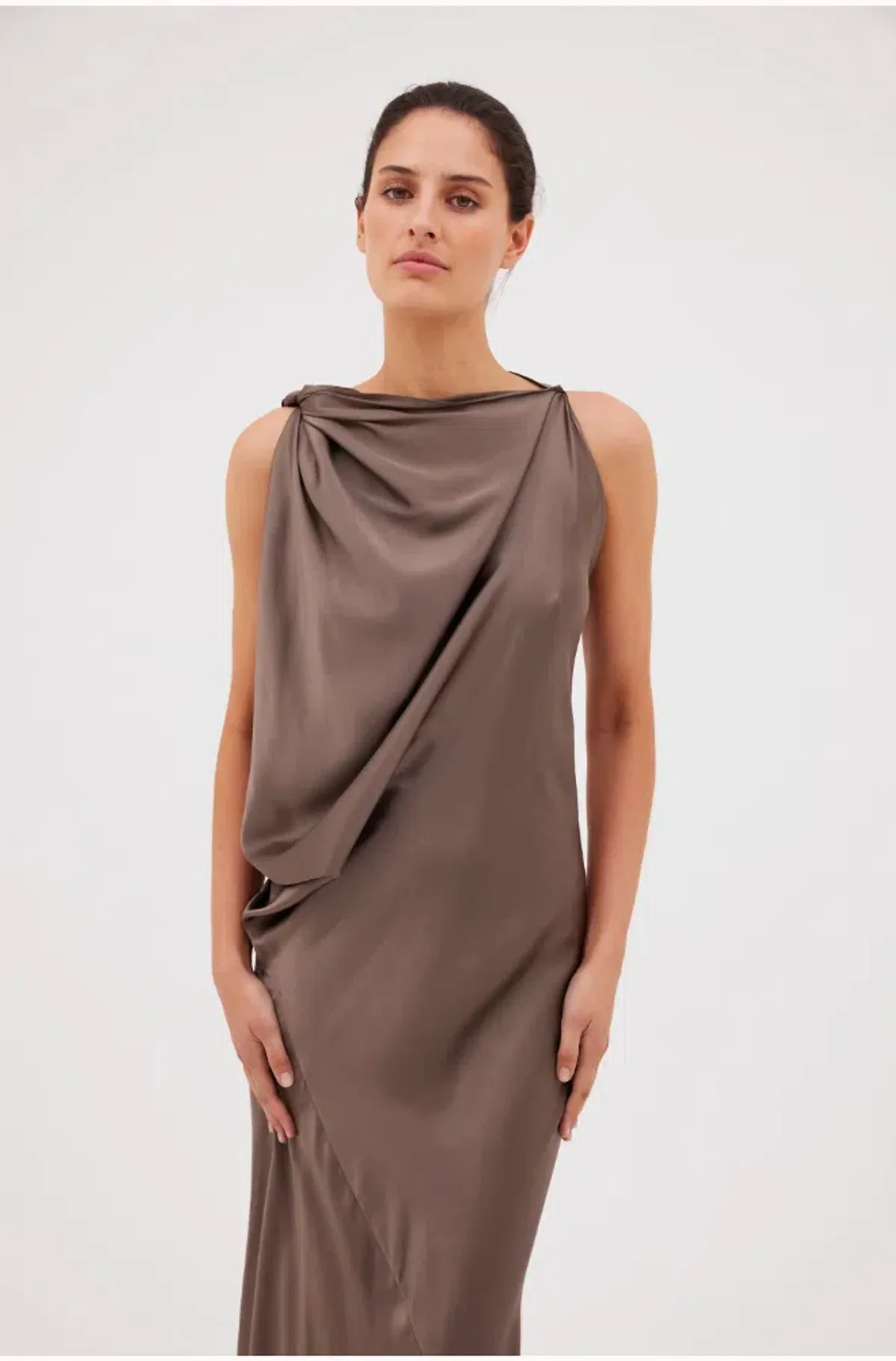 Bianca Spender Bronze Silk Roma Gown Size AU 12 - Image 2