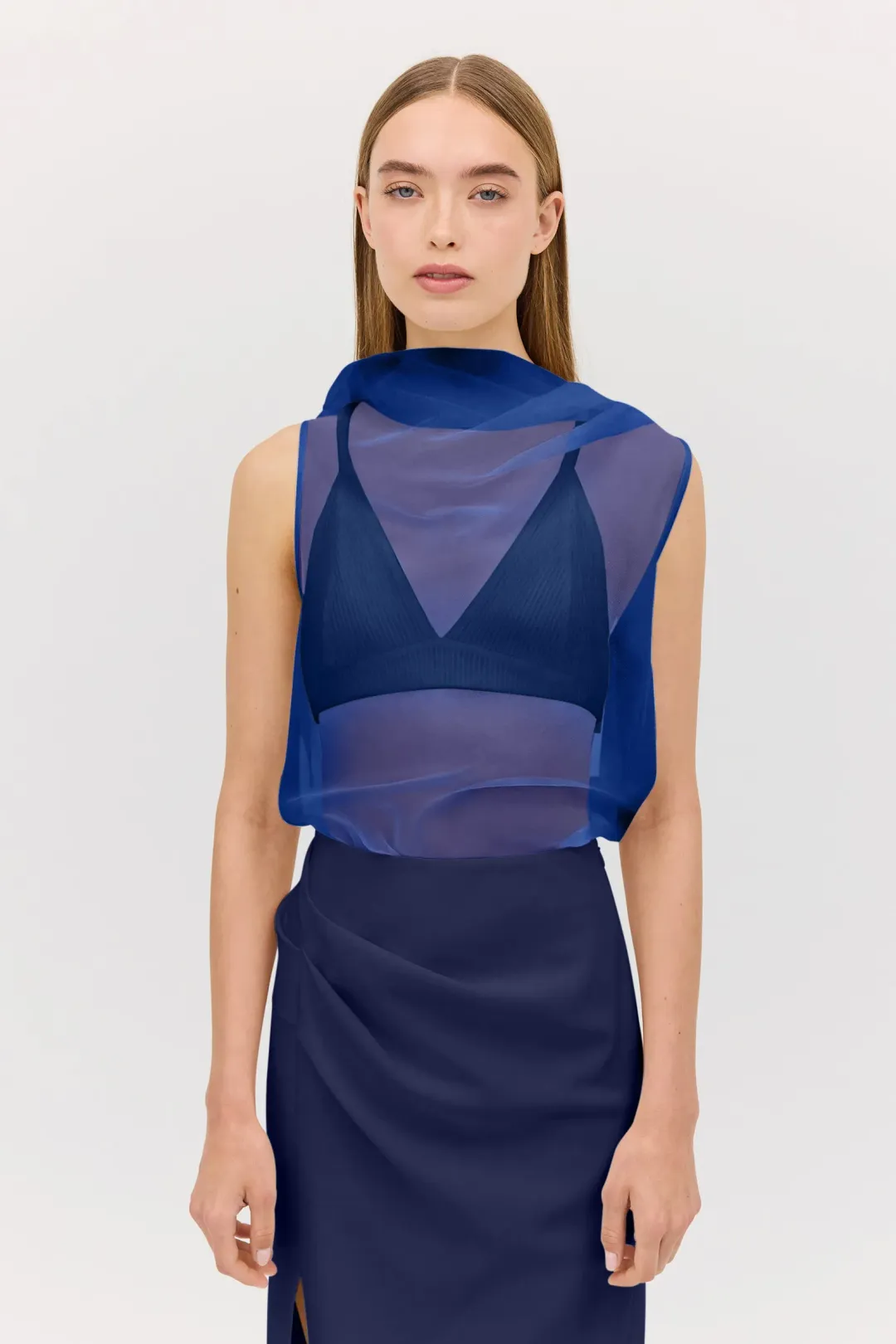 Bianca Spender Royal Chiffon Cezzane Top Size AU 8 for rent on The Volte - main image