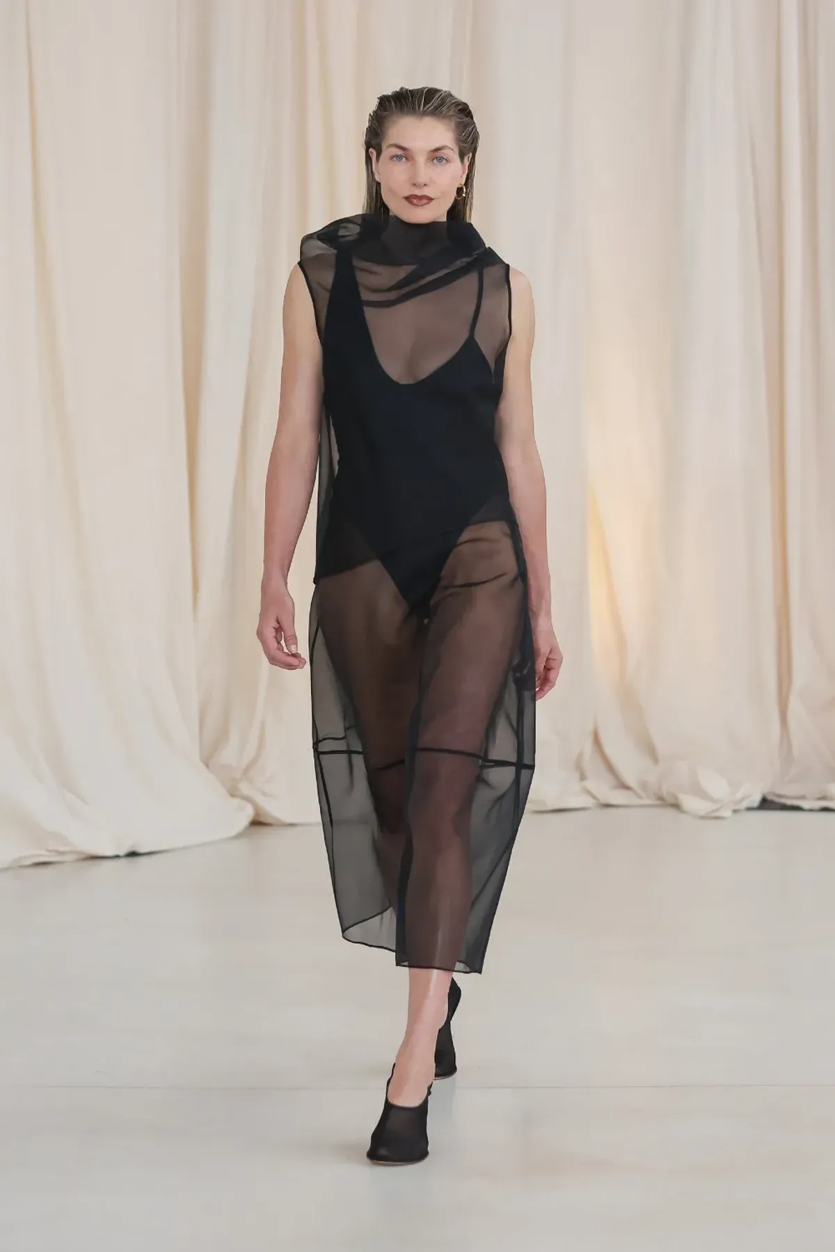 BIANCA SPENDER BLACK ORGANZA CEZANNE TOP SIZE 6/XS - Image 2