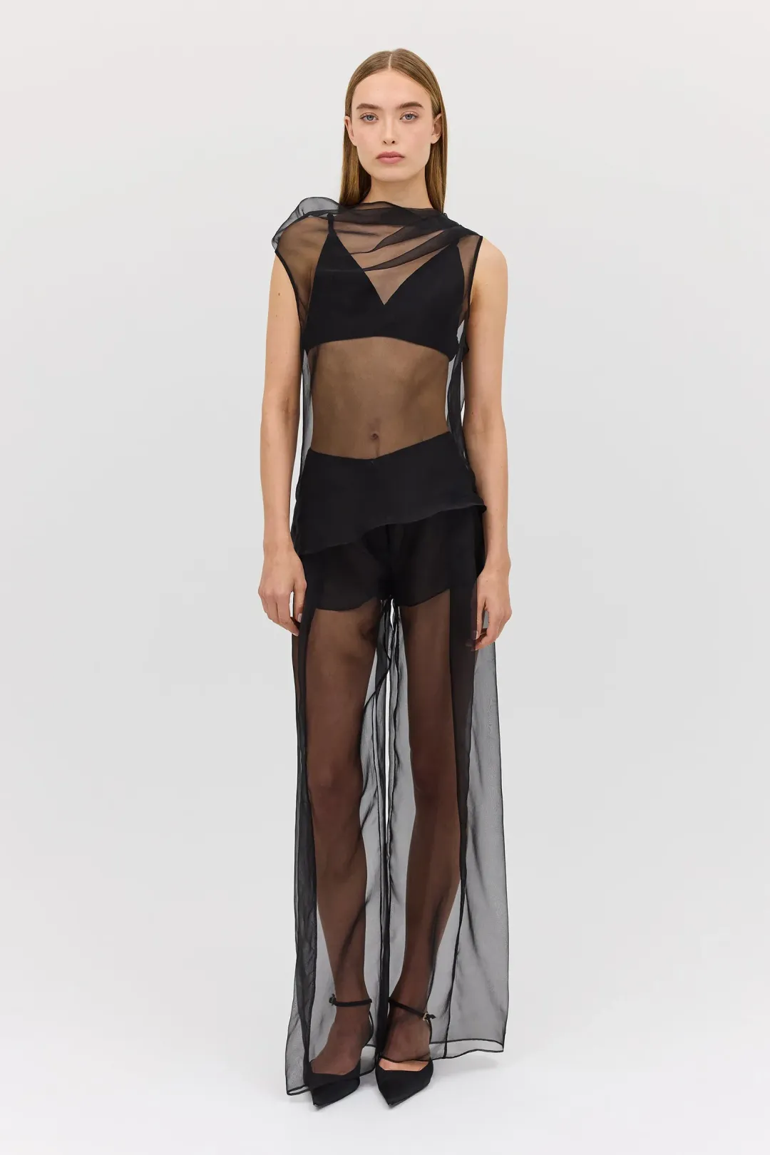 BIANCA SPENDER BLACK ORGANZA CEZANNE TOP SIZE 6/XS for rent on The Volte - main image