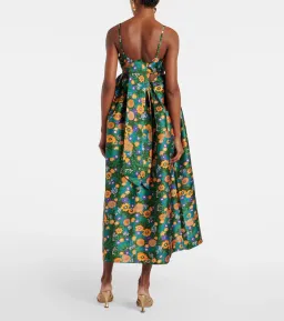 Alemais Carmine Printed Open Back Midi Dress Green Floral Multi Size 12 for rent on The Volte - image 2