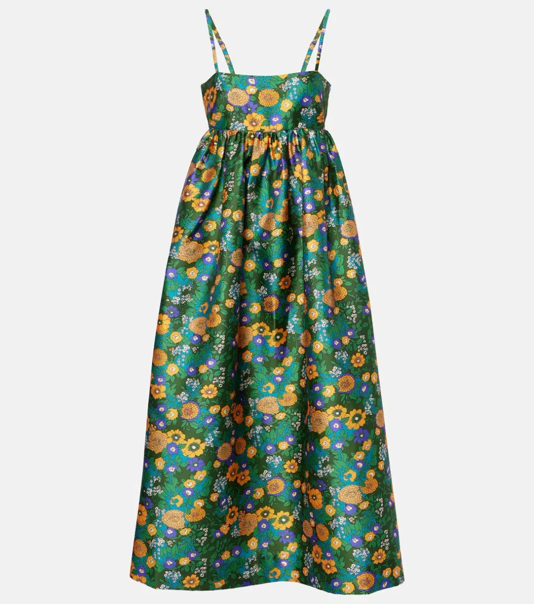 Alemais Carmine Printed Open Back Midi Dress Green Floral Multi Size 12 for rent on The Volte - main image