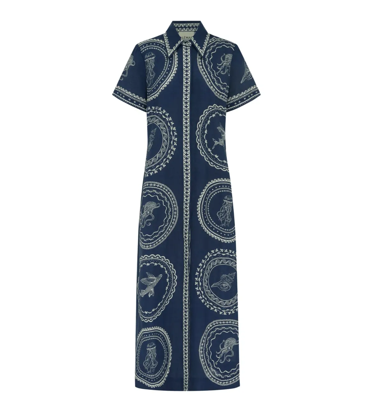 Alemais Oceane Linen Shirtdress in Navy Size L / AU 12 - Image 4
