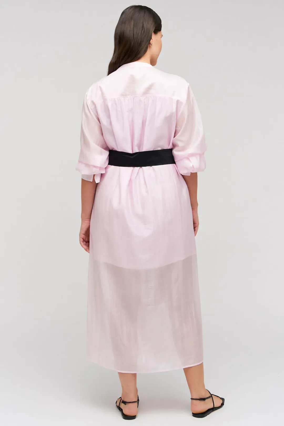 Oroton Scallop Lace Shirt Midi Long Sleeve Dress Pink Rose Size AU 16 for rent on The Volte - main image