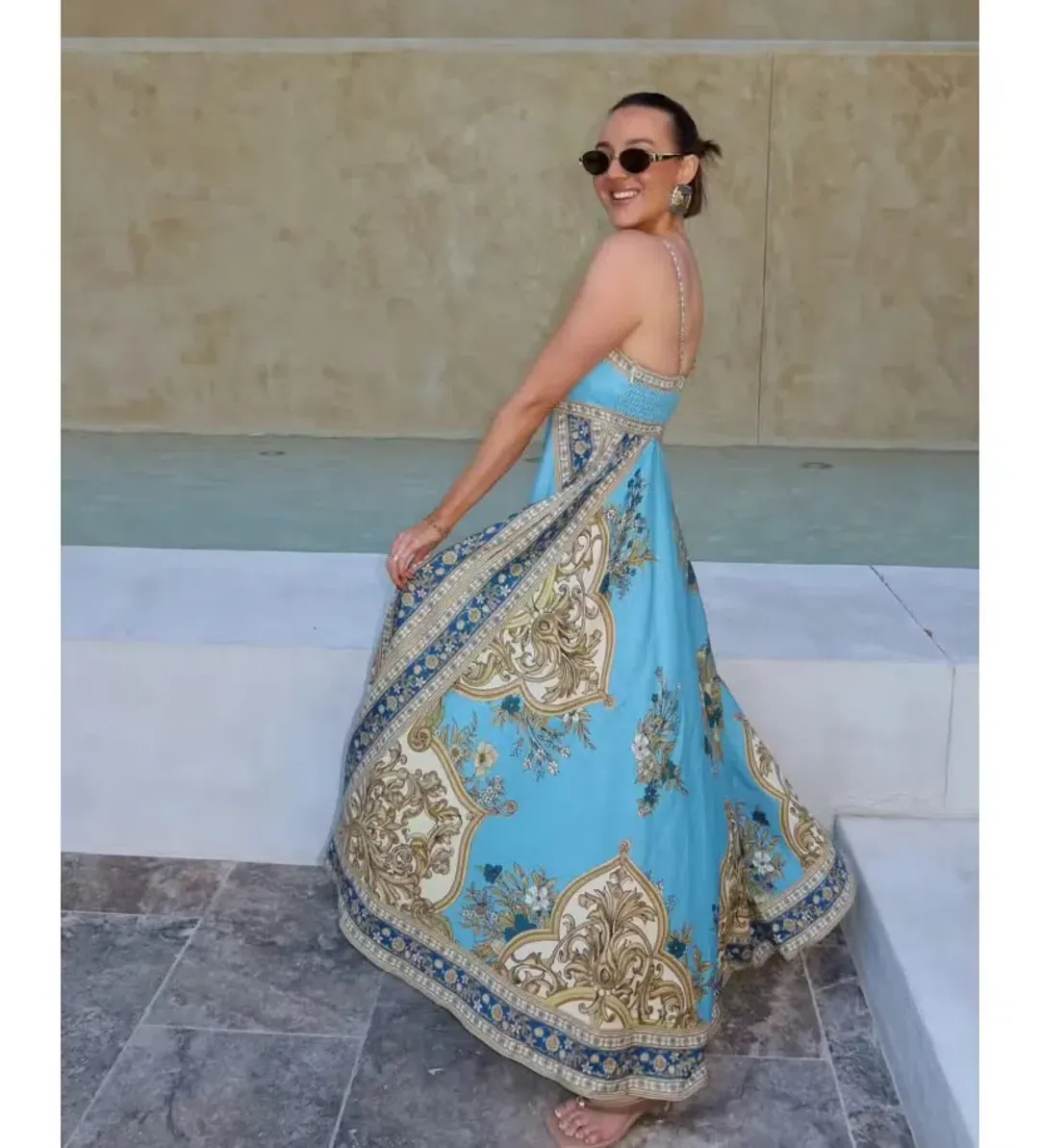 Alemais X La Sirena Exclusive Cassie Sundress Maxi Dress Print Size 10 for rent on The Volte - main image