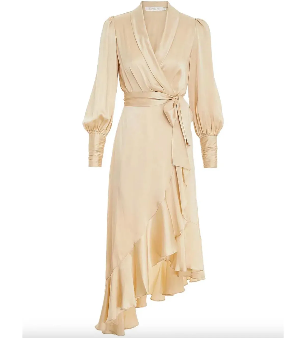Zimmermann Silk Wrap Midi Dress Beige Size 3/AU 14 - Image 1
