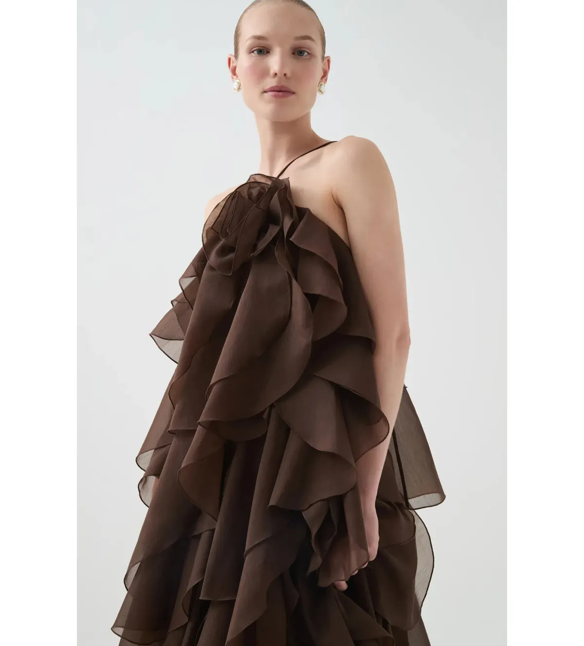 Aje Pandorea Layered Maxi Dress Carob 10 - Image 4