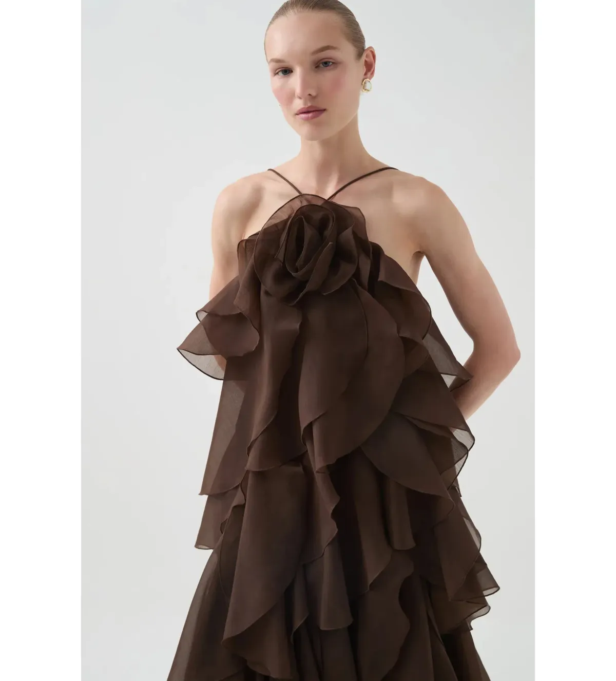 Aje Pandorea Layered Maxi Dress Carob 10 - Image 2