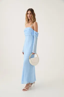Aje Minette Chiffon Midi Dress in Powder Blue Size AU 4 for rent on The Volte - image 2