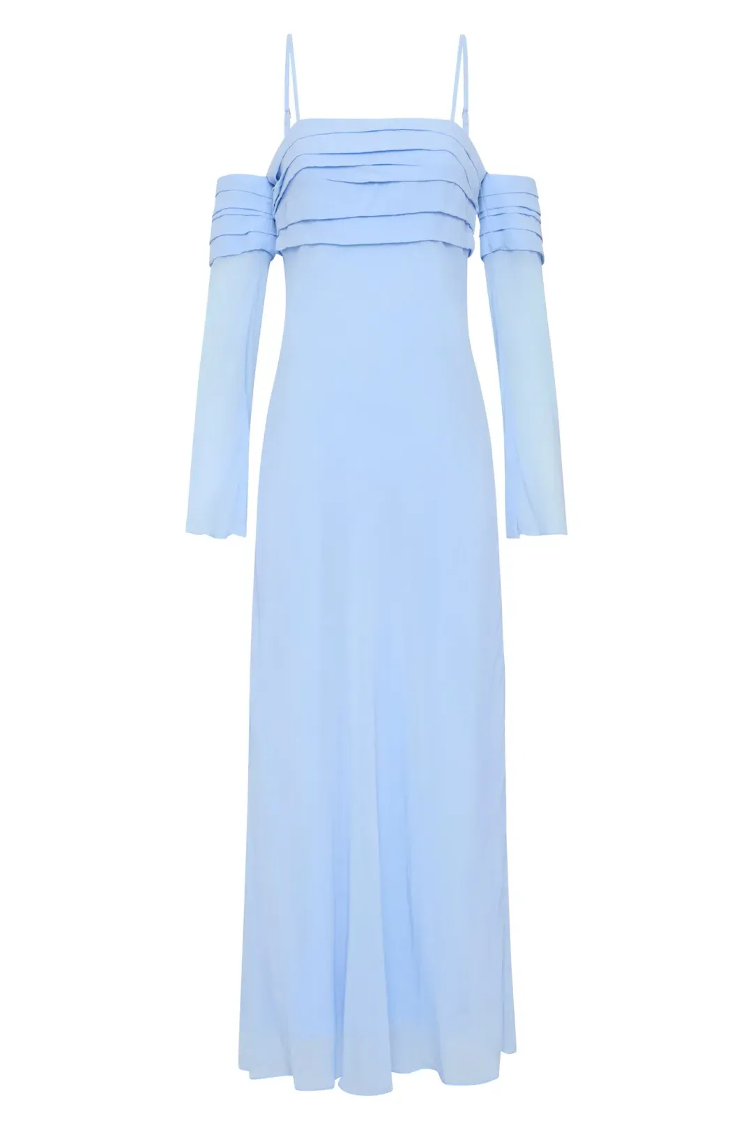 Aje Minette Chiffon Midi Dress in Powder Blue Size AU 4 for rent on The Volte - main image