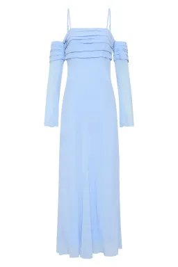 Aje Minette Chiffon Midi Dress in Powder Blue Size AU 4 for rent on The Volte - image 5