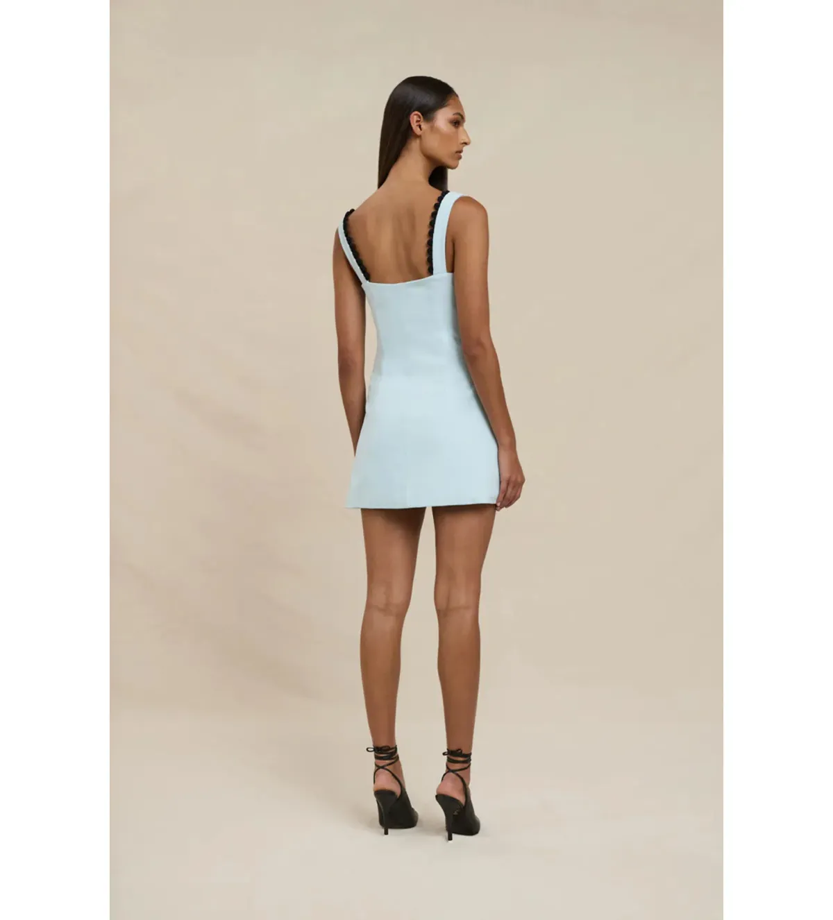 By Johnny Flower Form Mini Dress in Black Blue Size L / AU 12 - Image 3