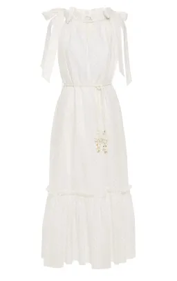 Zimmermann Zinnia Metallic Polka Dot Linen Midi Dress Size AU 8 for rent on The Volte - image 4