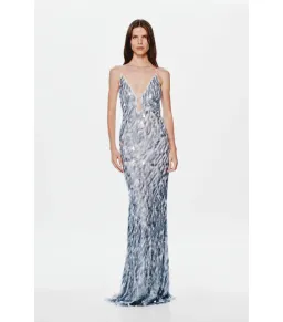 Misha Sapphire Sequin Maxi Dress Grey Size 12/L for rent on The Volte - image 1