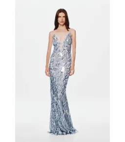 Misha Sapphire Sequin Maxi Dress Grey Size 12/L for rent on The Volte - image 3