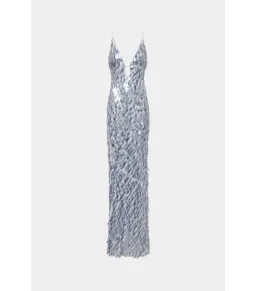 Misha Sapphire Sequin Maxi Dress Grey Size 12/L for rent on The Volte - image 6