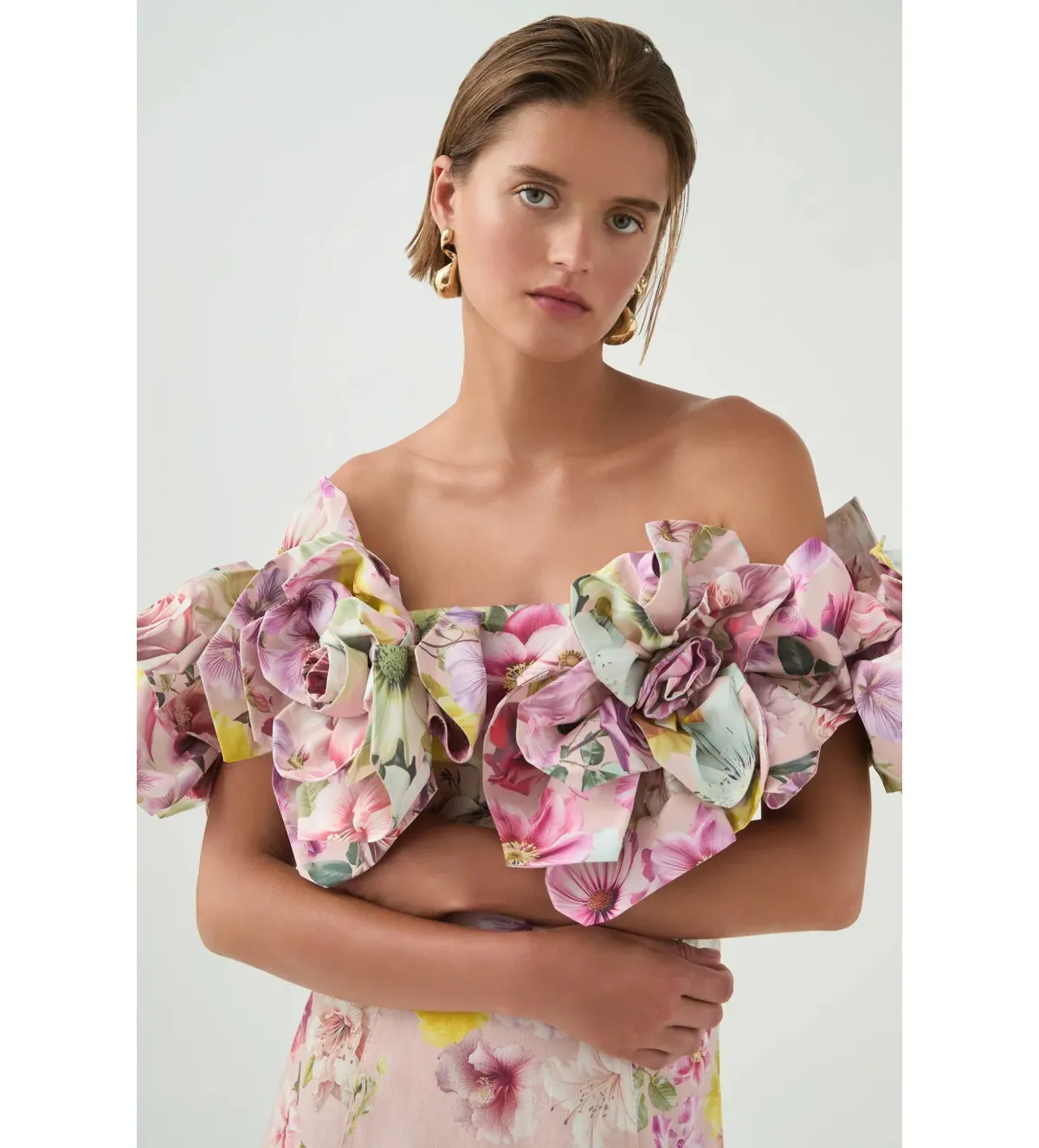 Aje Misha Maxi Dress Pink Collage Floral Size AU 10 - Image 6