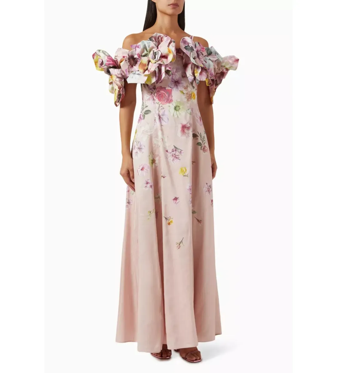 Aje Misha Maxi Dress Pink Collage Floral Size AU 10 for rent on The Volte - main image