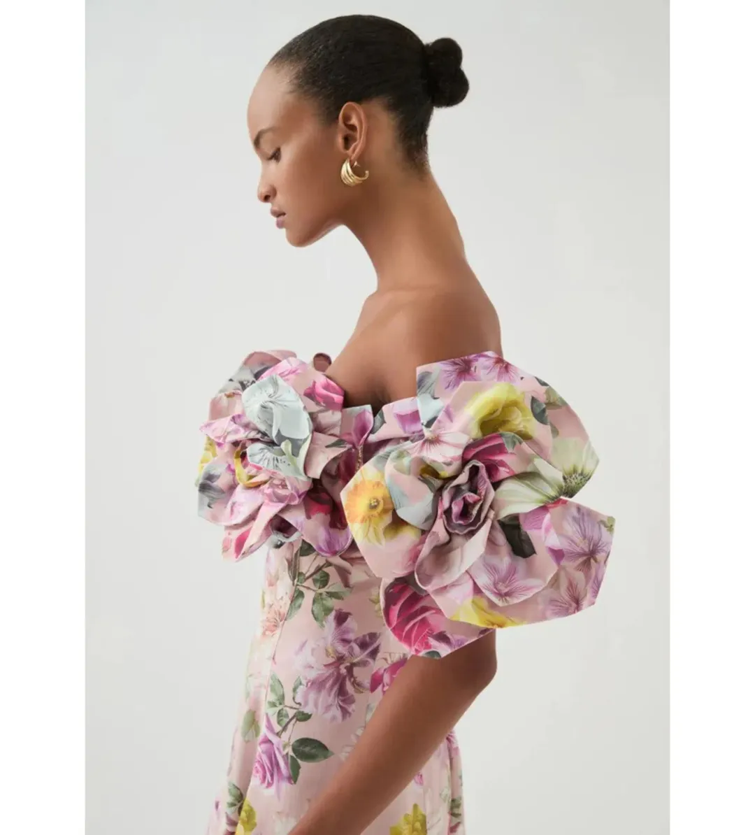 Aje Misha Maxi Dress Pink Collage Floral Size AU 10 for rent on The Volte - main image