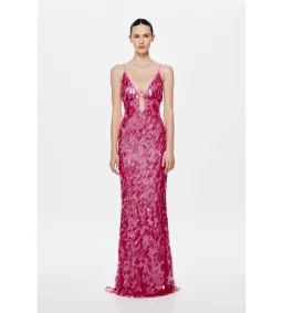 MISHA Sapphire Sequin Maxi Dress Fuchsia Pink Size 8/S for rent on The Volte - image 1