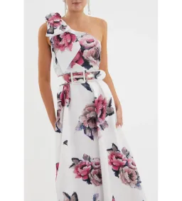 Rebecca Vallance Aveline One Shoulder Gown White Floral Size AU 10 for rent on The Volte - image 4