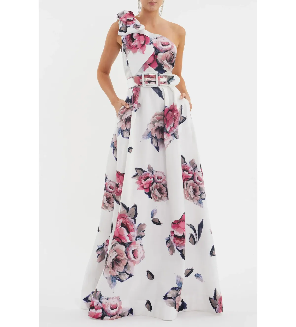 Rebecca Vallance Aveline One Shoulder Gown White Floral Size AU 10 - Image 1