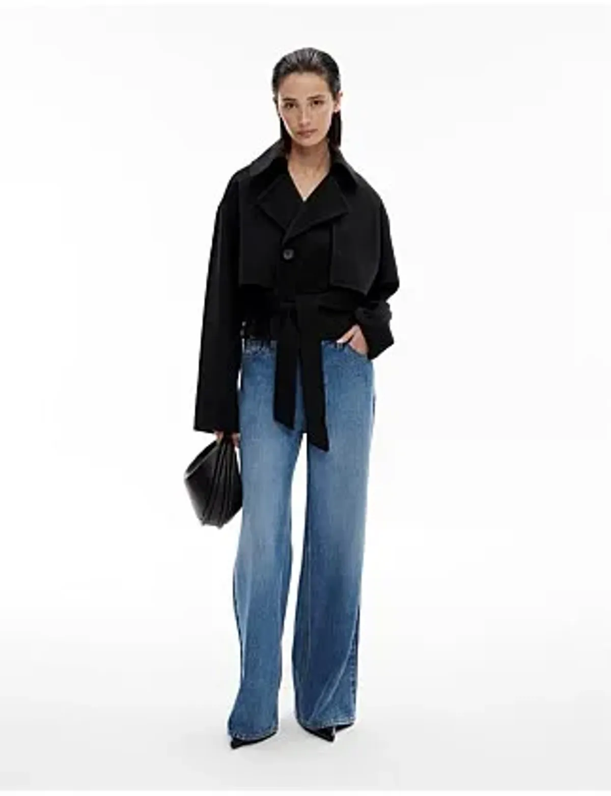 Witchery Relaxed Wool Blend Trench Coat Black Size 14 - Image 3