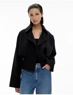 Witchery Relaxed Wool Blend Trench Coat Black Size 14 for rent on The Volte - image 5