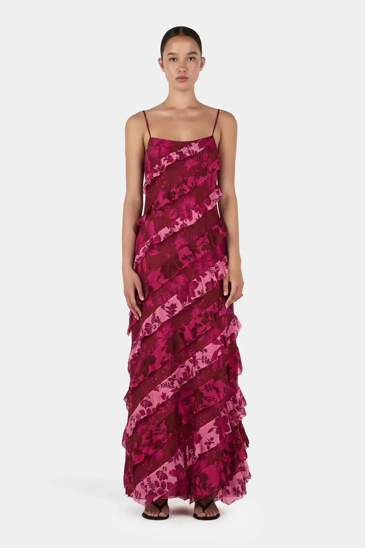 Hansen and Gretel Linnea Maxi Dress Magenta Floral Size AU 12 for rent on The Volte - main image