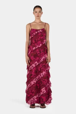 Hansen and Gretel Linnea Maxi Dress Magenta Floral Size AU 12 for rent on The Volte - image 1