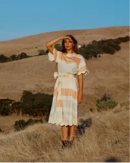 Binny Sampson Road Midi Dress Cream Size AU 12 for rent on The Volte - image 1