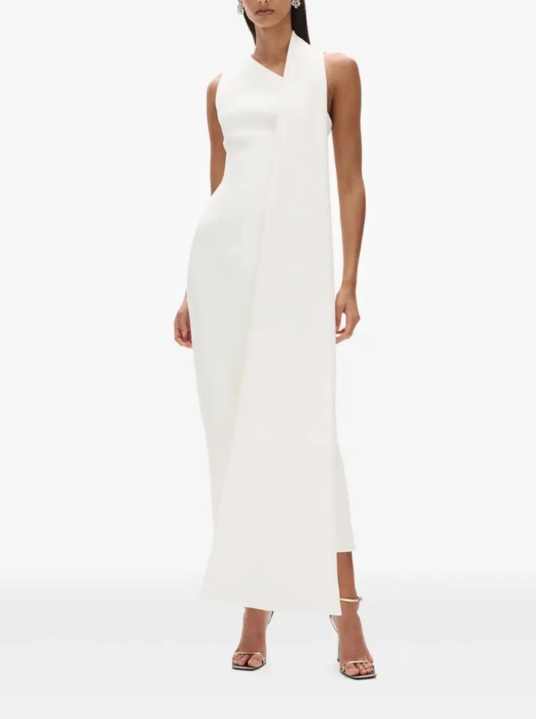 Rachel Gilbert Clara Stretch Crepe Wedding Dress Midi Ivory Size AU 8 for rent on The Volte - main image