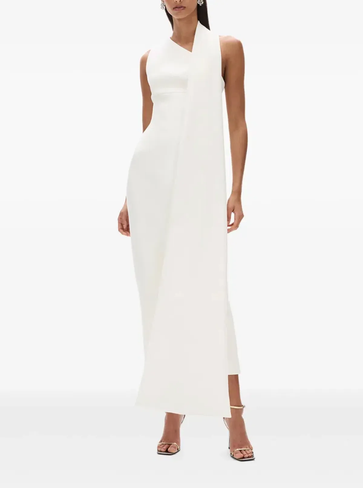 Rachel Gilbert Clara Stretch Crepe Wedding Dress Midi Ivory Size AU 8 - Image 4