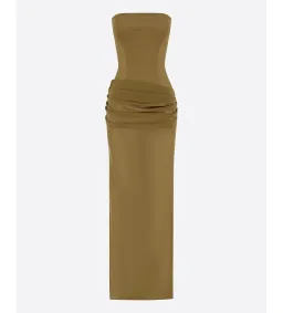 Alex Perry Strapless Longline Column in Stretch Mesh Maxi Dress Khaki Size AU 10 for rent on The Volte - image 7
