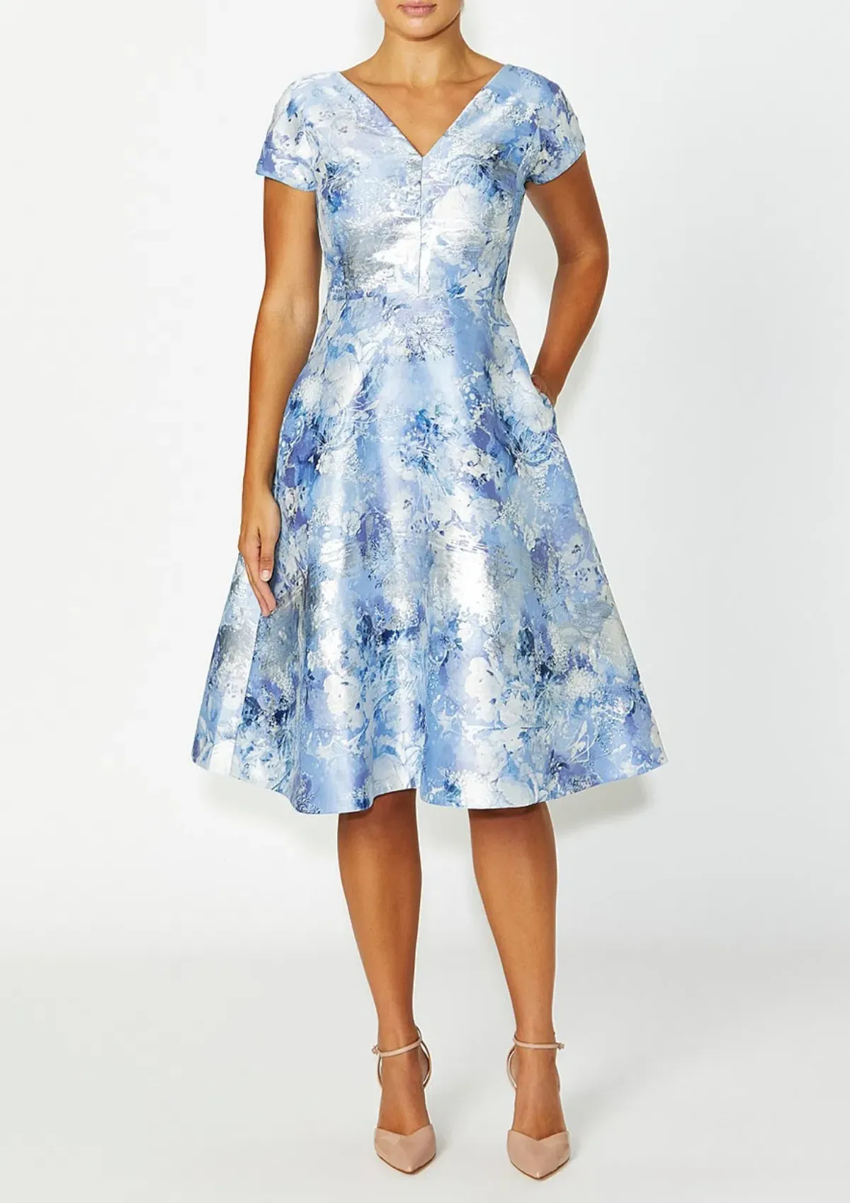 Anthea Crawford Emersyn Floral Midi Dress Powder Blue Size AU 16 - Image 2