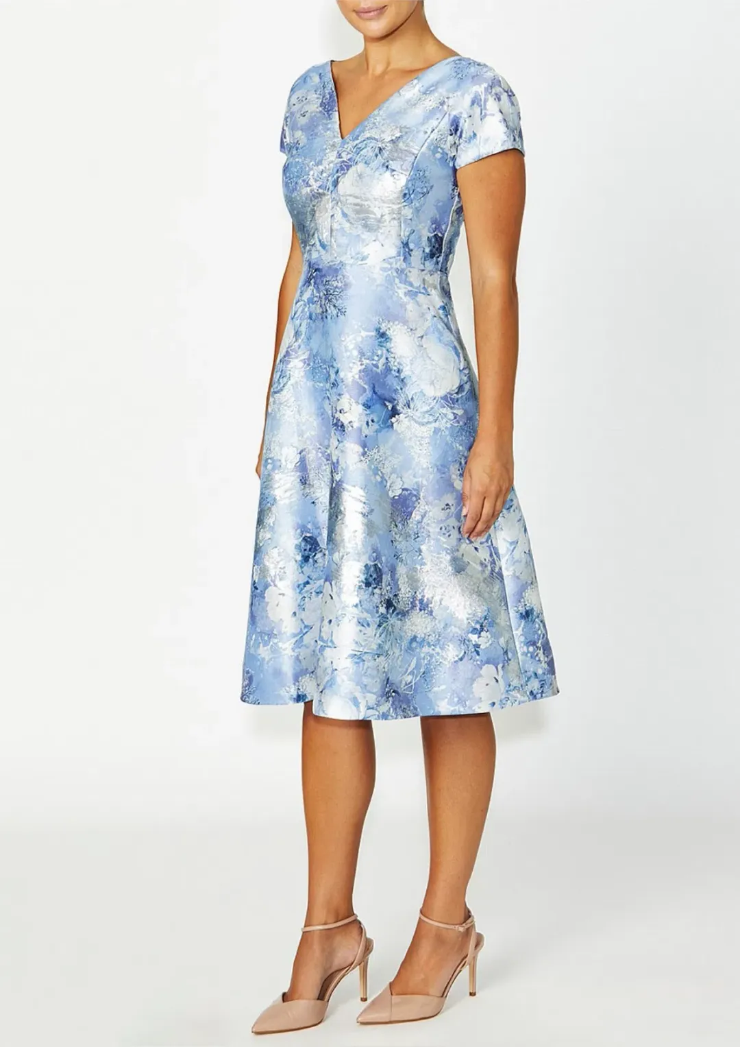 Anthea Crawford Emersyn Floral Midi Dress Powder Blue Size AU 16 for rent on The Volte - main image
