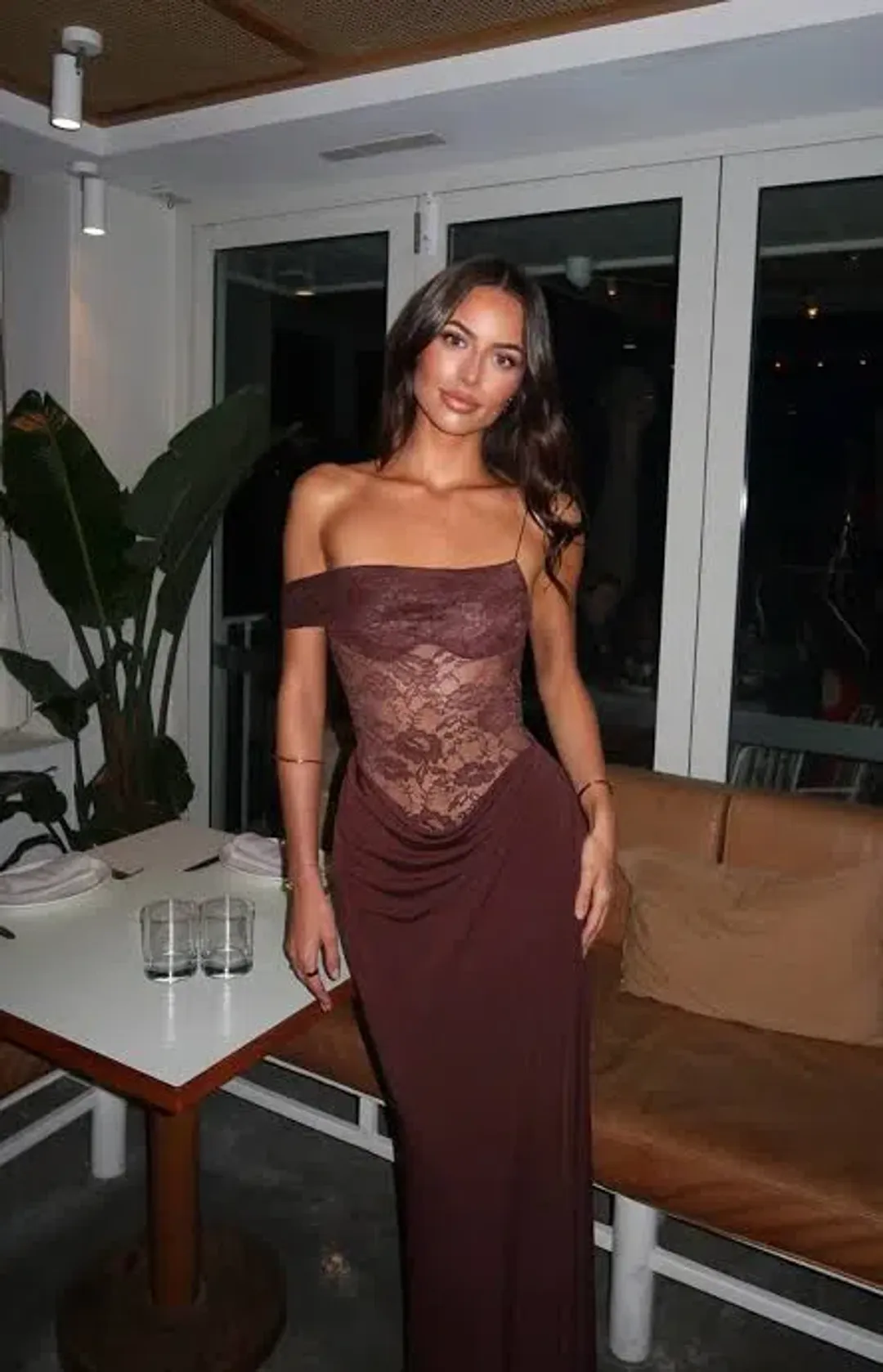 Natalie Rolt Sloane Maxi Dress in Brown Size 0/ AU 6 for rent on The Volte - main image