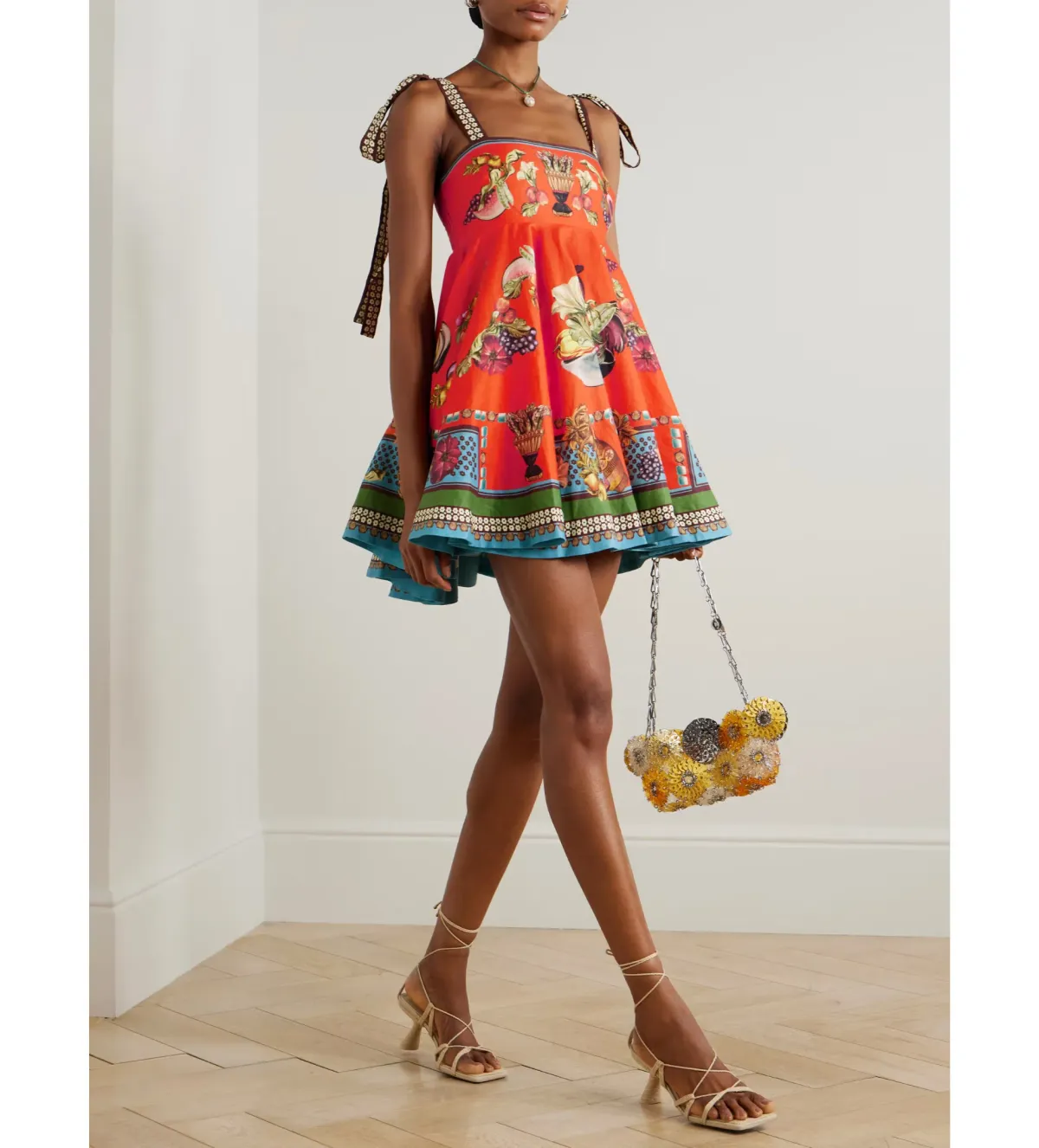 Alemais Rocco Mini Sundress in Orange Print Size AU 8 - Image 4