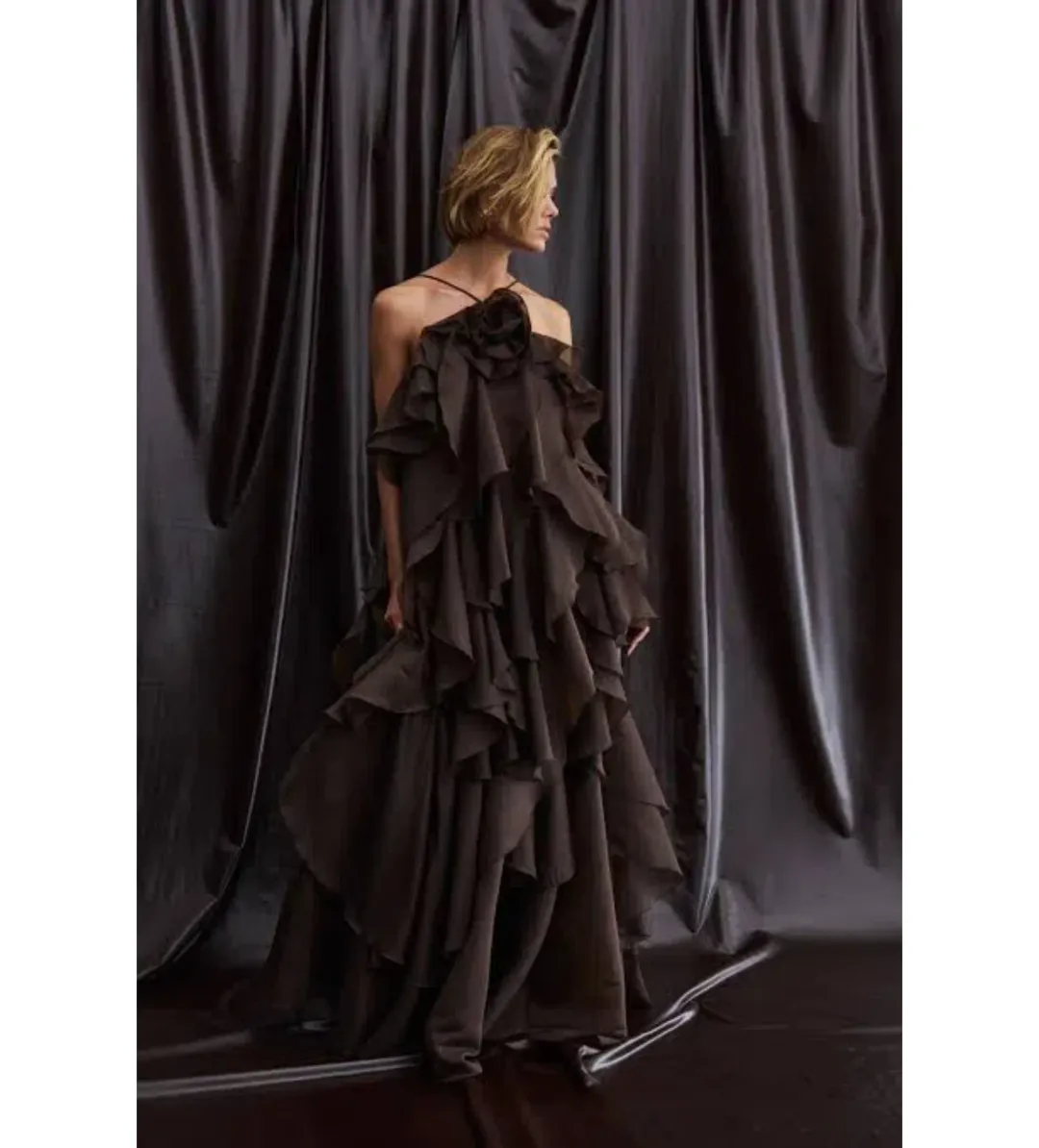 Aje Pandorea Layered Maxi Dress Carob Size 14 for rent on The Volte - main image