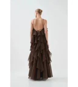 Aje Pandorea Layered Maxi Dress Carob Size 14 for rent on The Volte - image 8